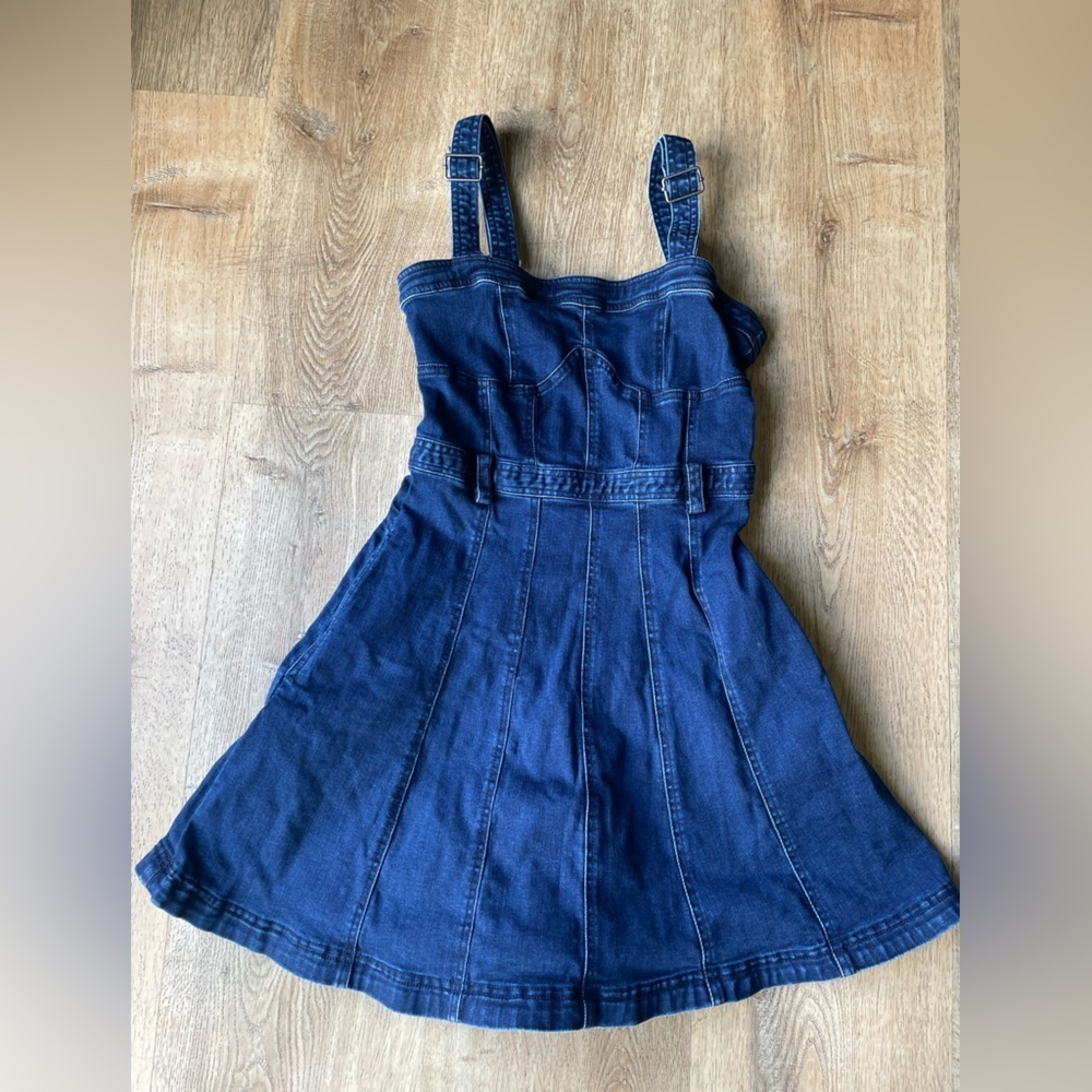 Free People Corset Denim Mini Dress | Retro 90s Y2K Vibes XS - Picture 3 of 6